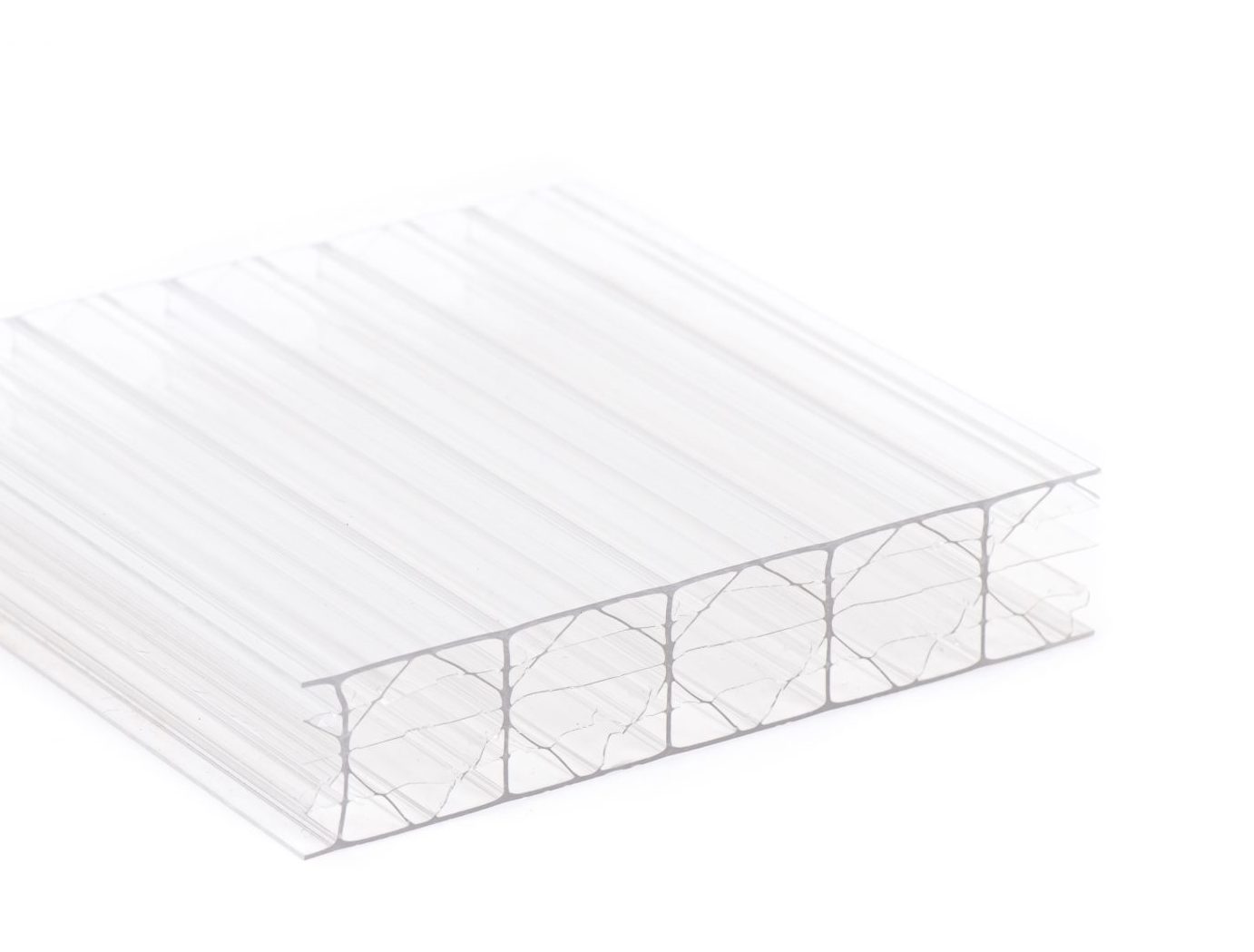 Querschnitt einer Polycarbonat-Stegplatte mit X-Struktur